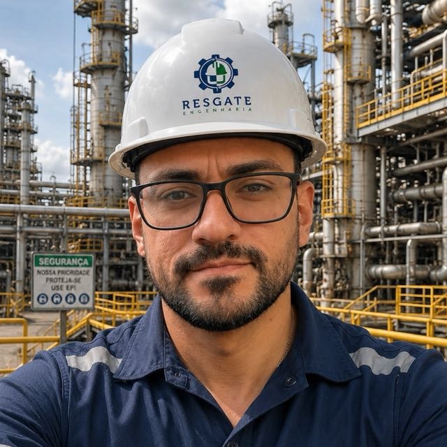 Engenheiro de Segurança do Trabalho da Resgate Engenharia realizando consultoria em empresa